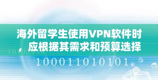 海外留学生使用VPN软件时，应根据其需求和预算选择适合的工具。以下是对不同软件的详细分析